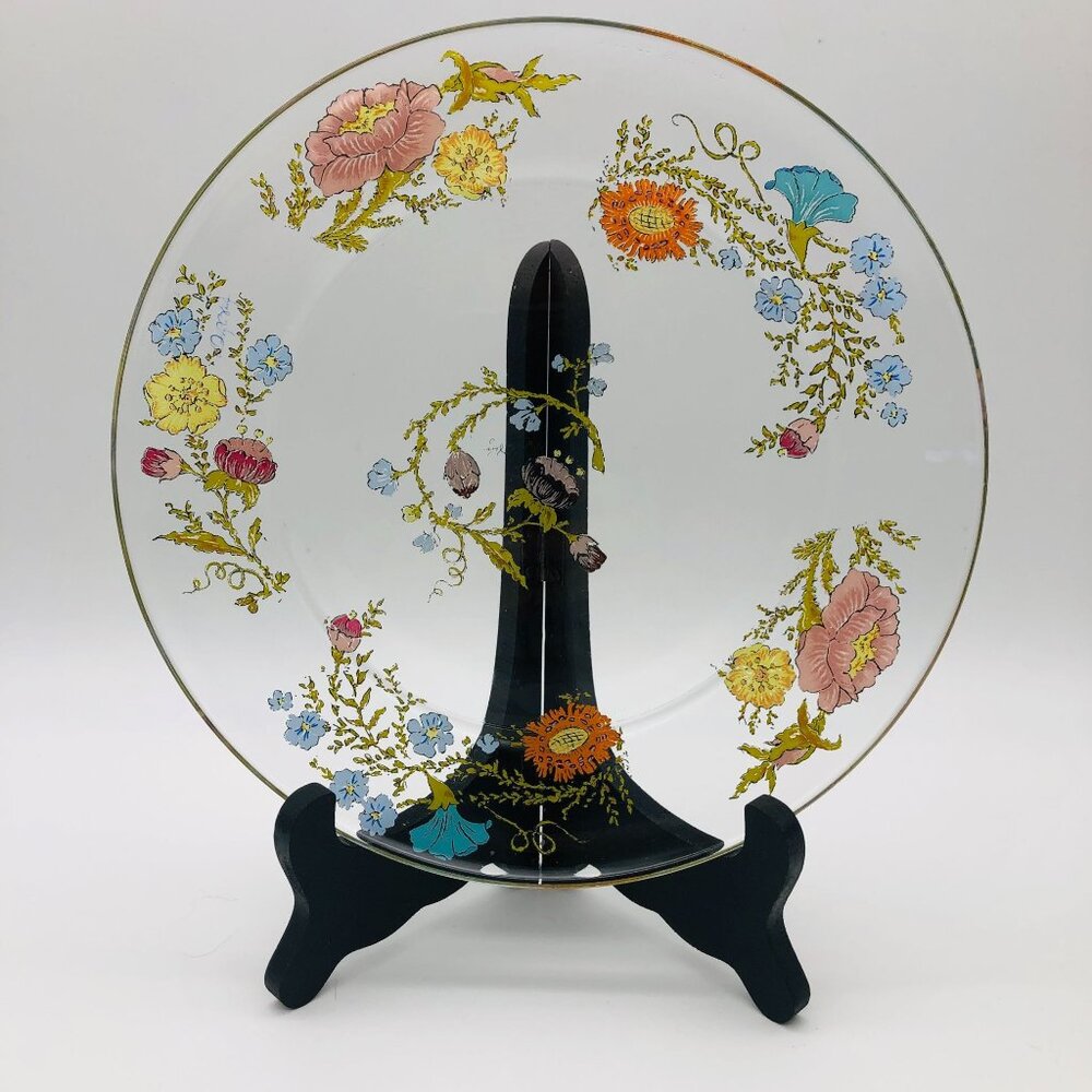 Vtg Dorothy C. Thorpe Wildflower Glass Plate Platter Signed Mid-Century Modern